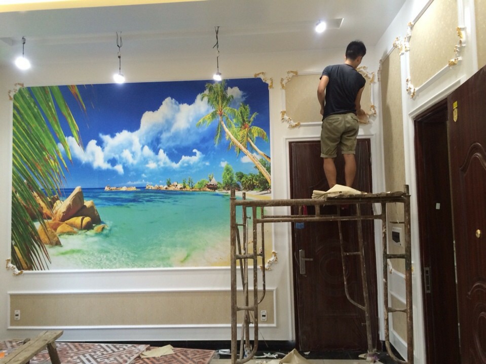 Thi công tranh dán tường giá rẻ tại quận Tân Bình