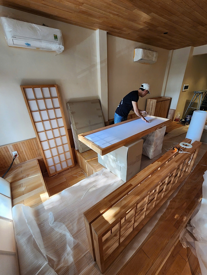 Thi công giấy Shoji cửa lùa nhật bản