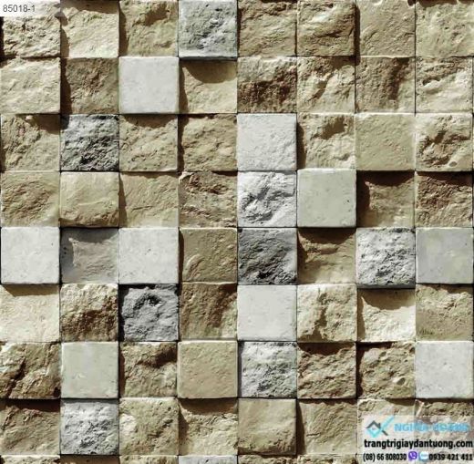 Giấy dán tường giả đá, giấy dán tường đá xếp, giấy dán tường đá vuông