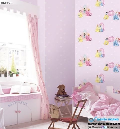 giấy dán tường trẻ em, giấy dán tường công chúa, giấy dán tường bé gái