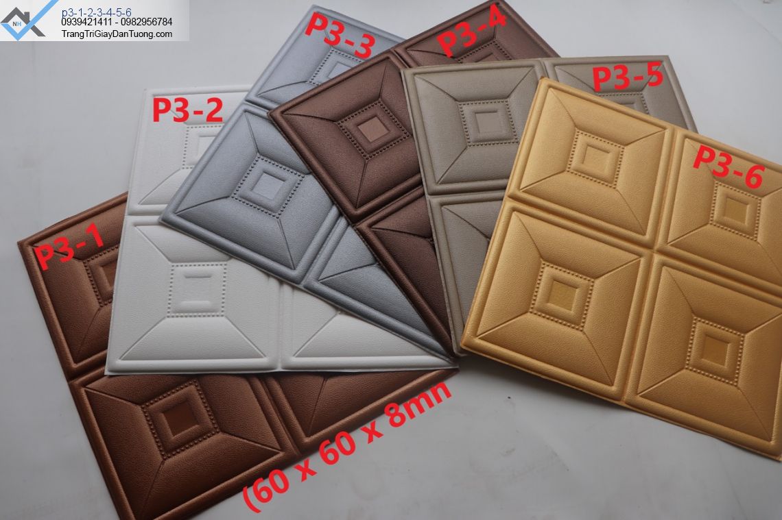Xốp dán tường 3d, xốp dán tường giả da 3d, xốp dán tường ô vuông