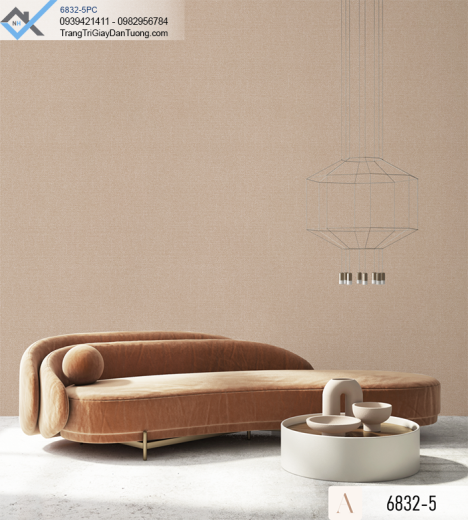 Giấy dán tường vân vải màu nâu